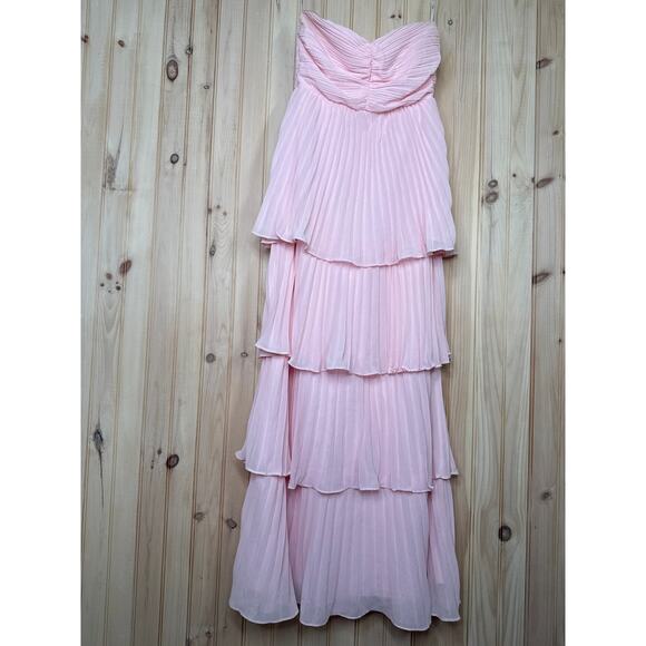NWOT Lulus Seriously Sensational Light Pink Strapless Tiered Maxi Dress Size M - Picture 4 of 10